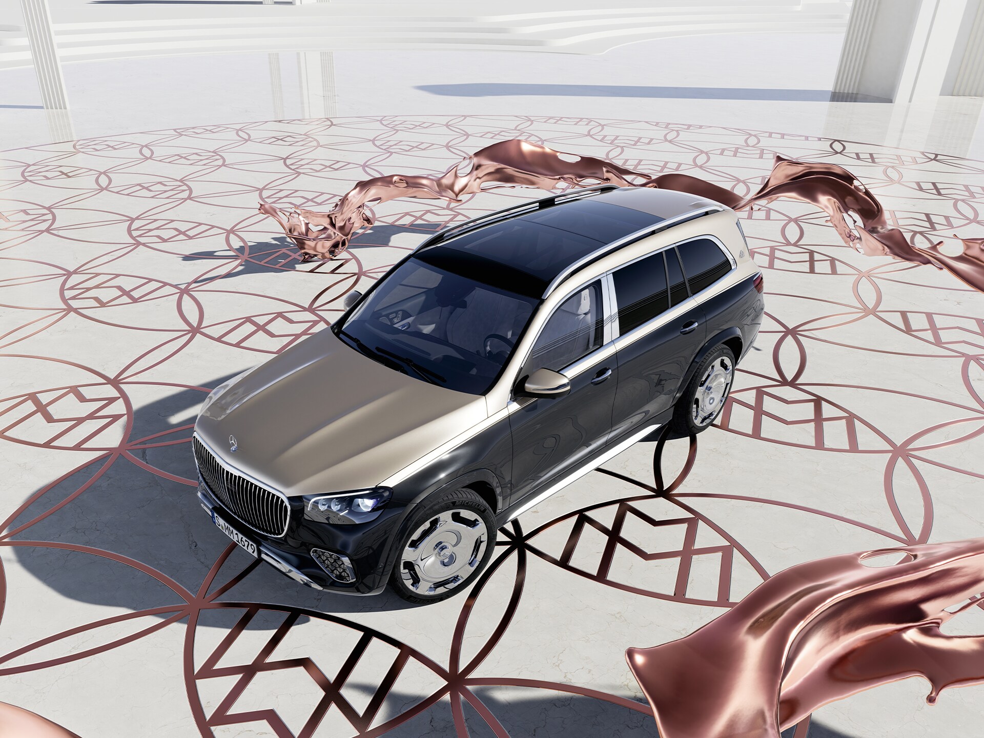 GLS SUV | Merk | Mercedes-Maybach Bovenaanzicht van de Mercedes-Maybach GLS SUV.