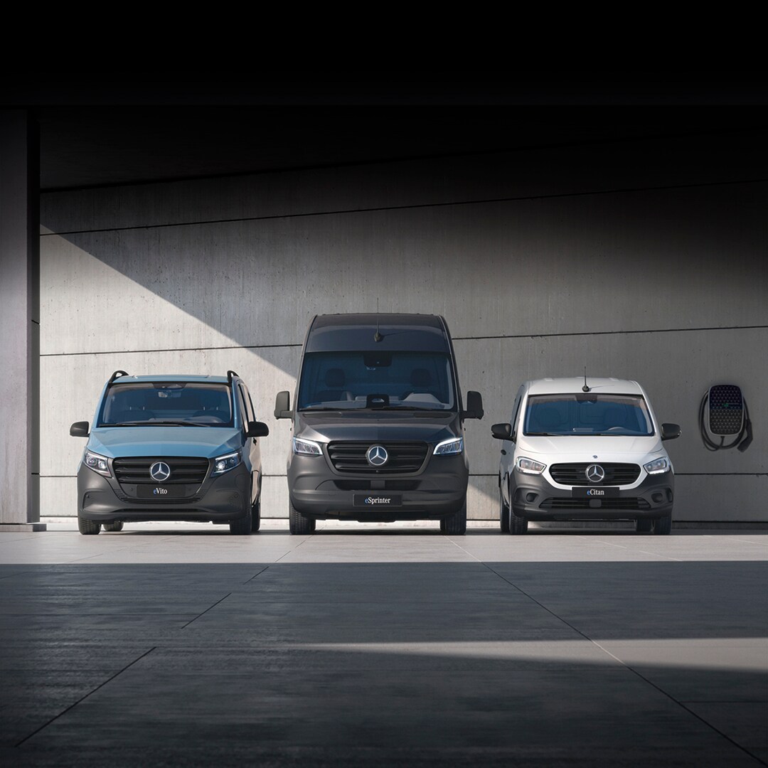 Elektrisch rijden met 4,49% rente. Het assortiment elektrische voertuigen van Mercedes-Benz Bedrijfswagens.